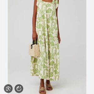Show Me Your MuMu Green & Cream Printed Tiered Maxi Dress